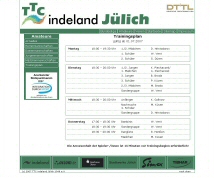 Trainigsplan TTC indeland JÃ¼lich